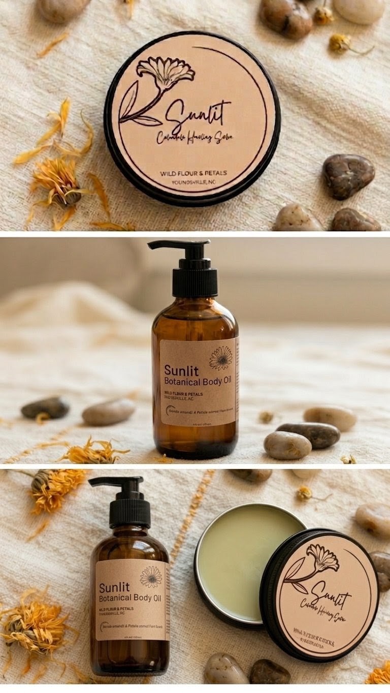 Sunlit Collection skincare essentials with calendula