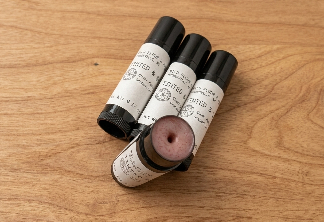 Tinted and scented botanical lip balm